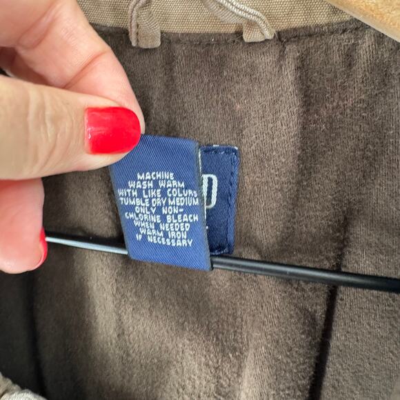 Vintage GAP Kids Barn Chore Coat Brown Canvas Jacket Leather Collar XL - Picture 4 of 9